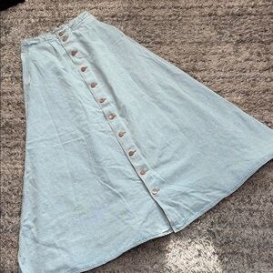 Eighty Threads Light Blue Button-Down Denim maxi Skirt tall girl friendly sz L